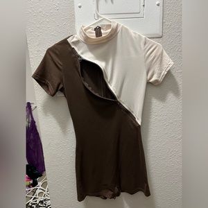 Brown and cream romper. Fashion Nova. Size XS. Worn once.